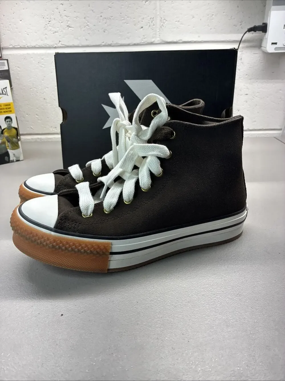 Converse Chuck Taylor All Star EVA Lift Hi Brown/White Suede Kids 5 A13366C